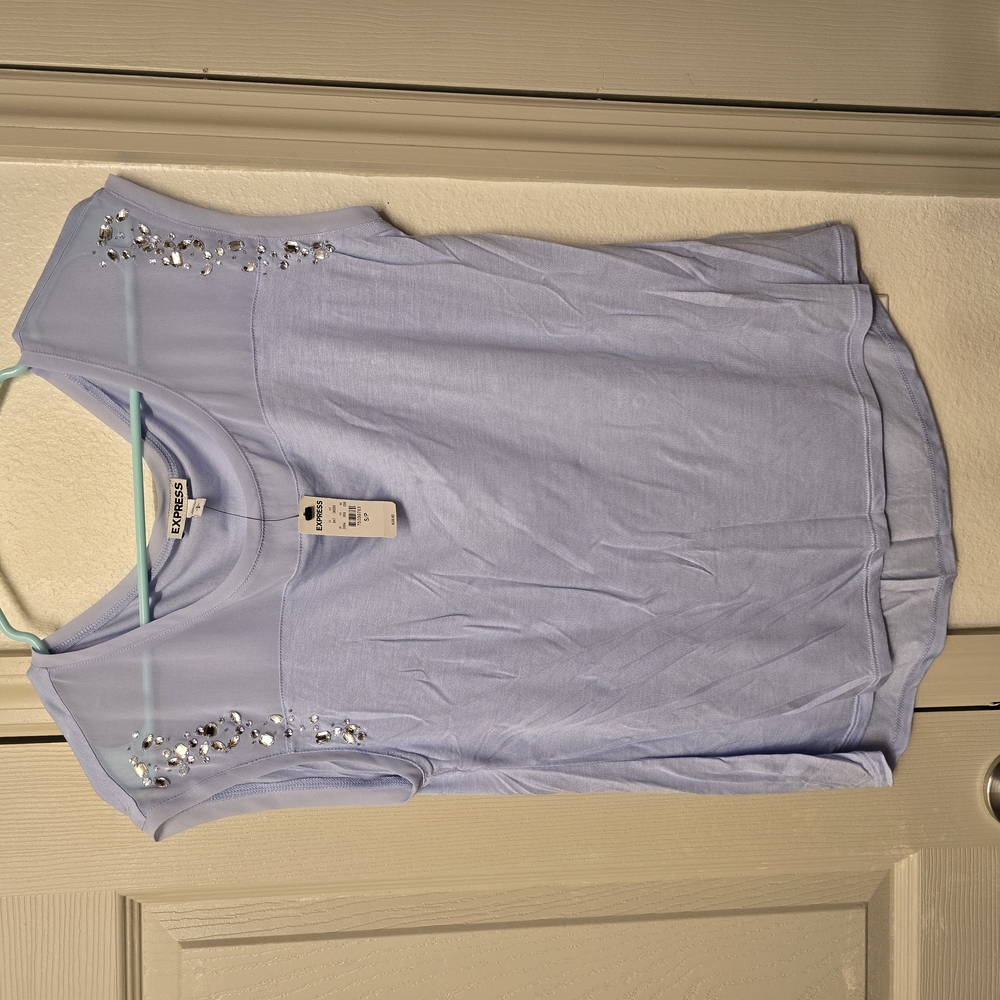 Express Light Blue Embellished Women's Top